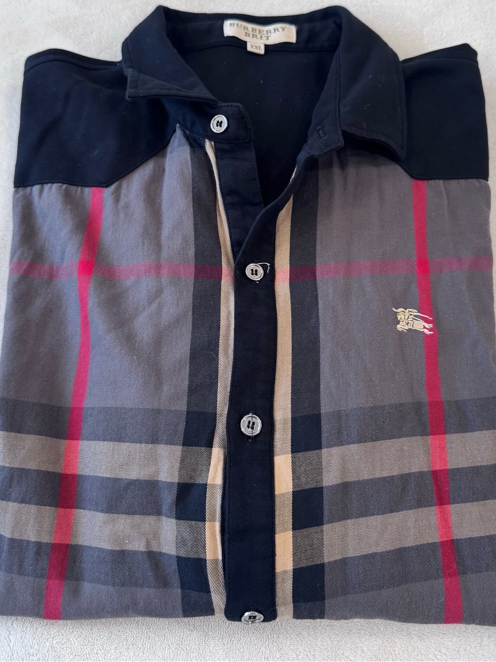 Burberry Brit Grey Nova Check Button-Up Shirt | Men's XXL